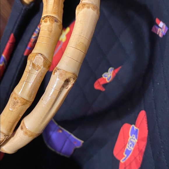 Stylish Black Tote Bag with Bamboo Handles - Picture 6 of 12